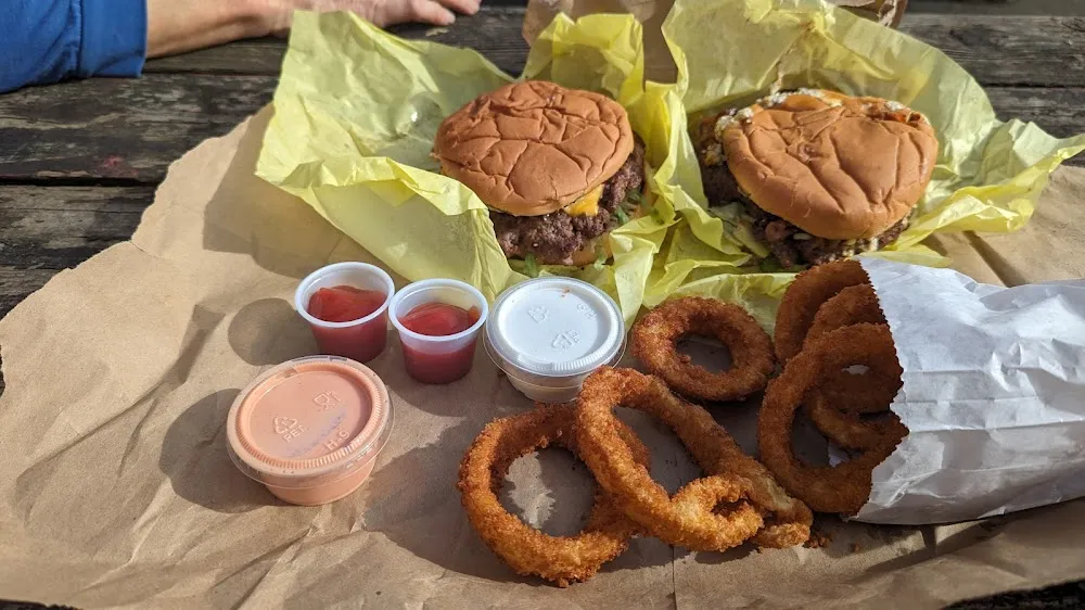 Onion Rings on Burger